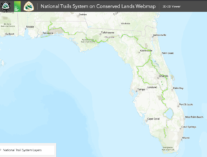 Florida Trail Map screenshot from NPS interactive web map of the National Trails System
