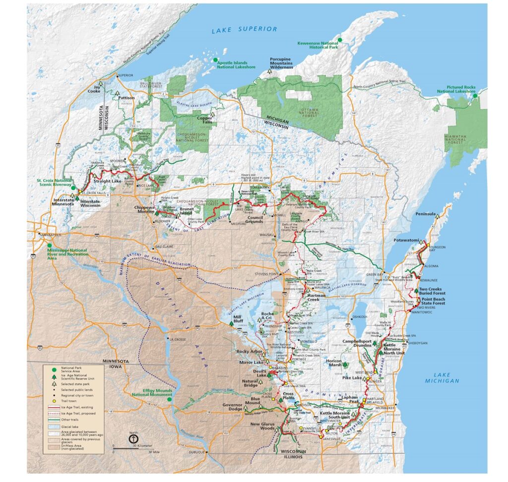 Ice Age National Scenic Trail Map