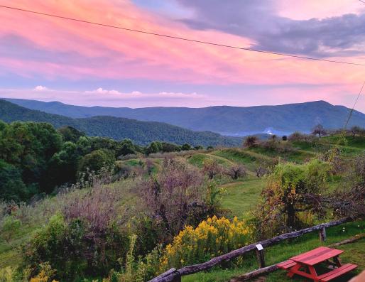 Sunset over mountain range