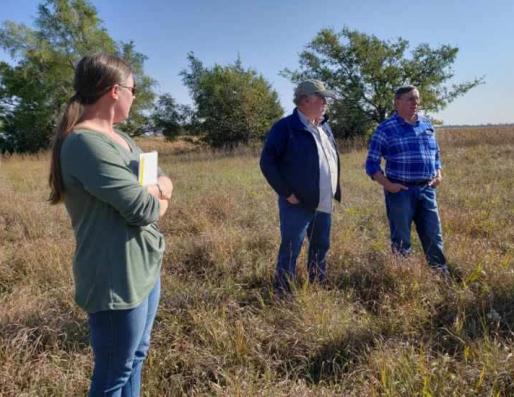 Jill Jensen, Aaron Mahr, and George Elmore at Sharpe’s Ruts, a potential High Potential Site and Segment. 
