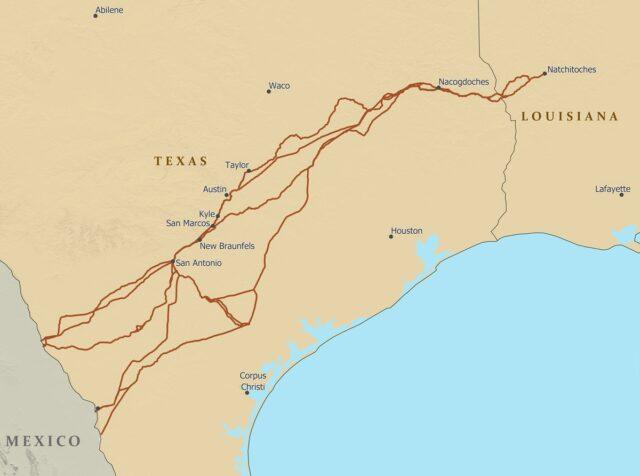 El Camino Real de los Tejas Map
