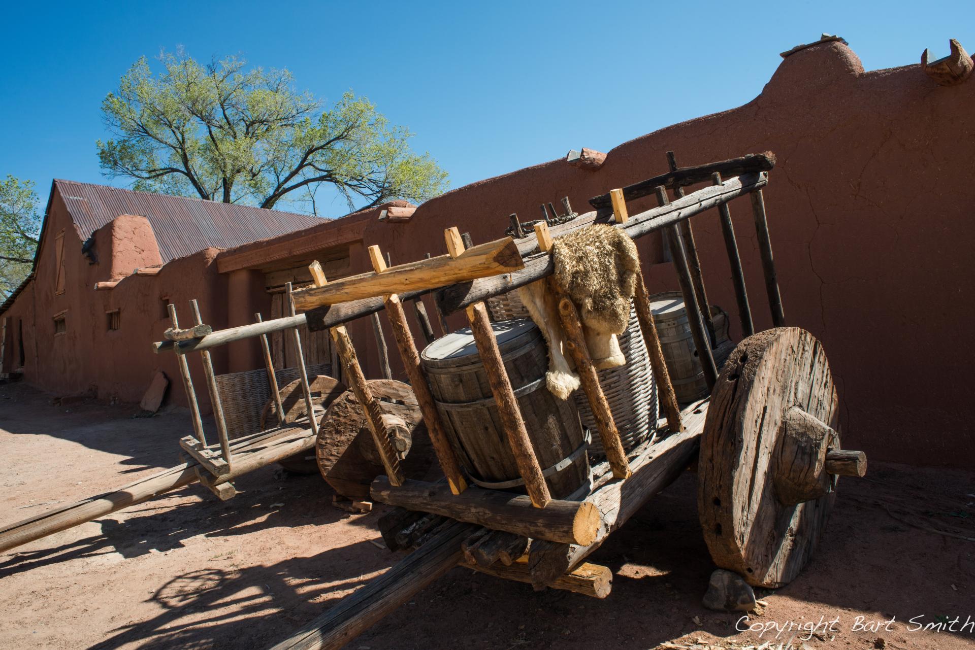 Cart in front of a house
