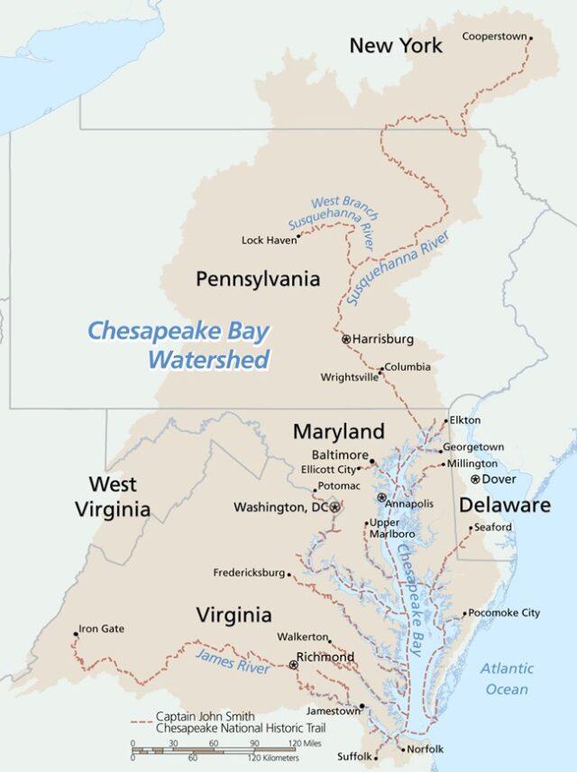Map of Captain John Smith Chesapeake National Historic Trail