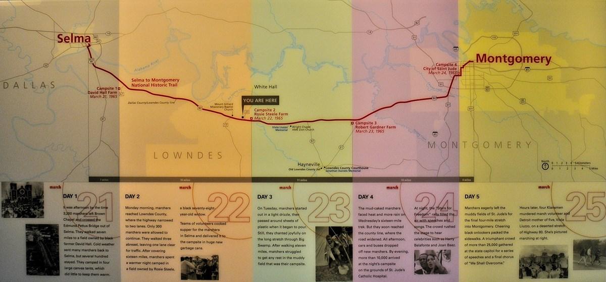 Map and Timeline of Selma to Montgomery Trail