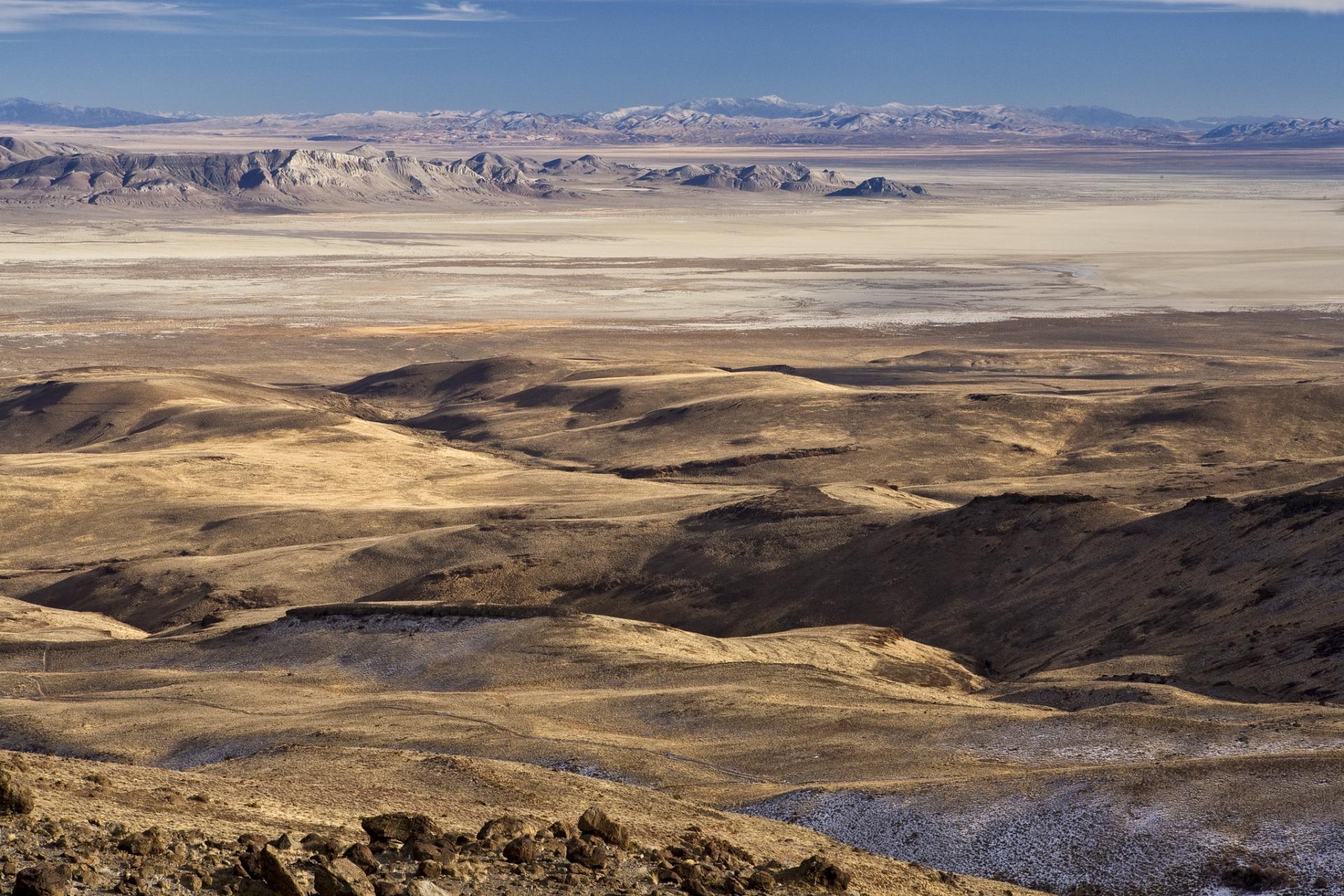 Valley of mountains in the desert