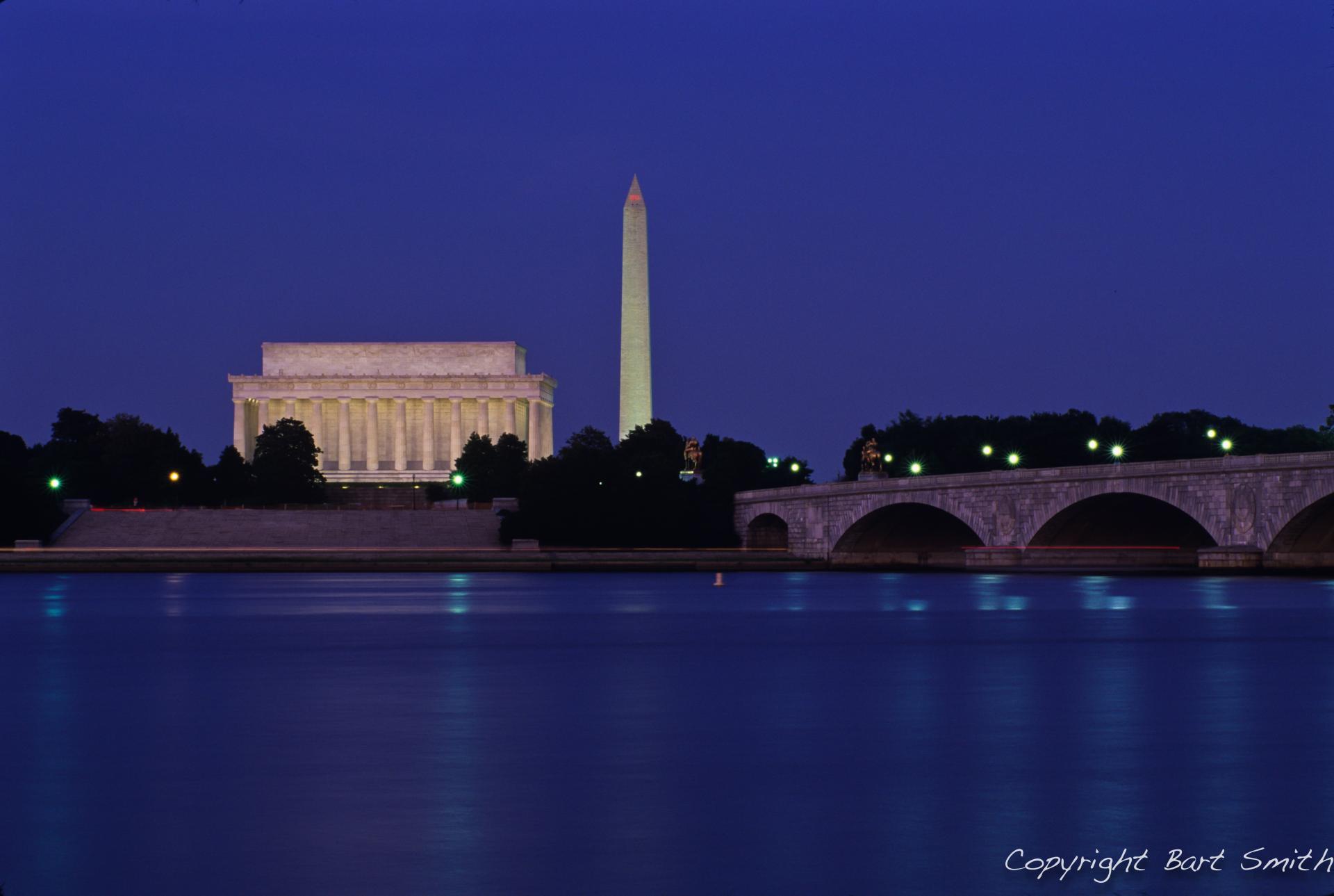 Monuments at night