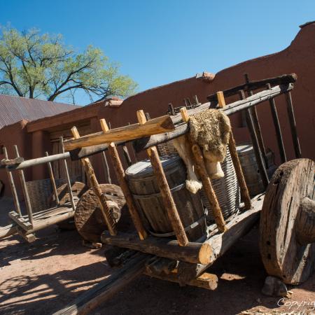 Cart in front of a house