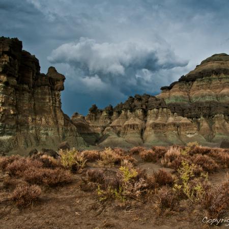 Mountains with cloudy sky in background