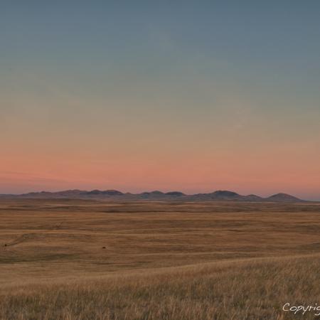 Sunset over mountain range